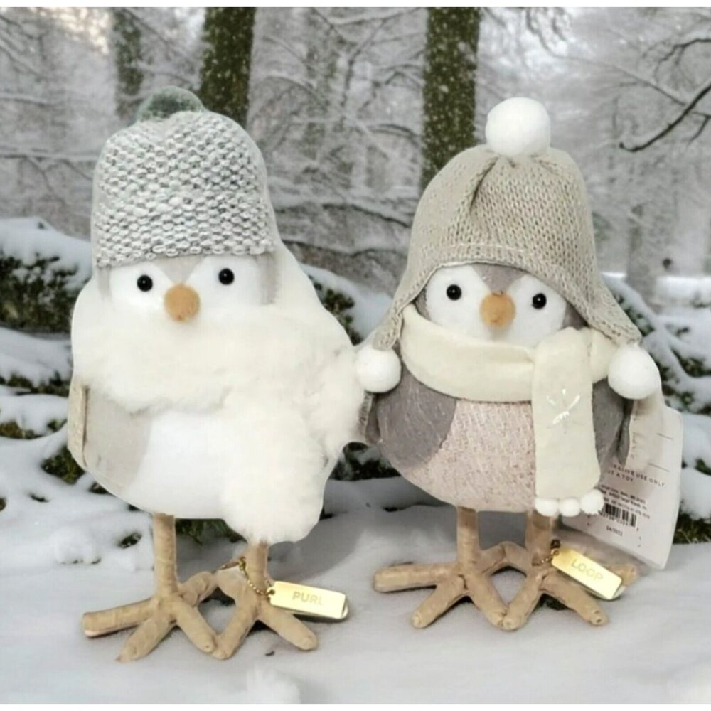 2 New Featherly Friends Birds Loop & Purl Christmas Holiday Winter Decor 2022